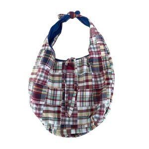 J Crew Madras Plaid Patchwork Hobo Handbag Shoulder bag Satchel Preppy Y2K